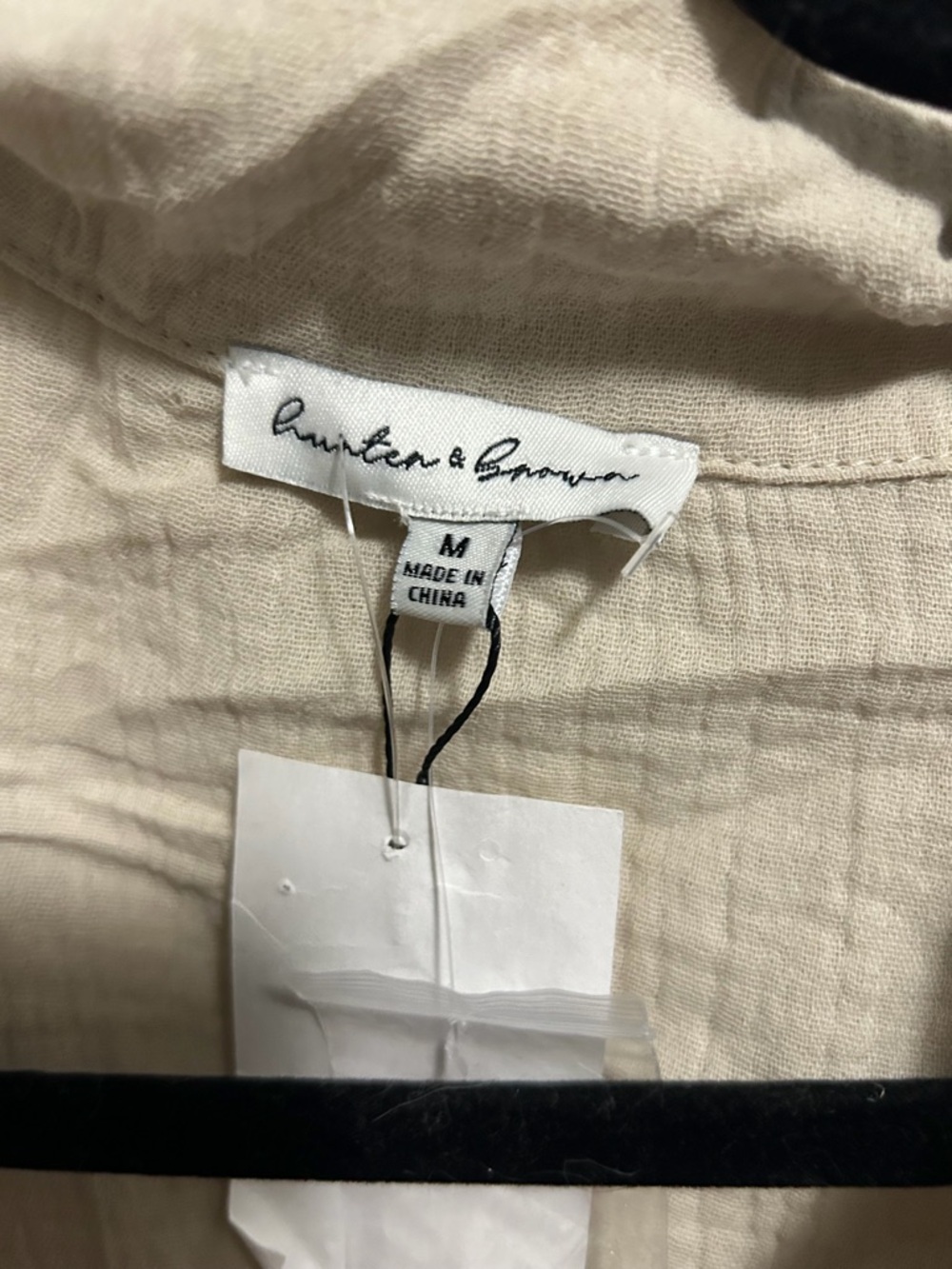2 piece cream beige gauze set! Lightweight Button-Up Short Sleeve and short set - Picture 2 of 6